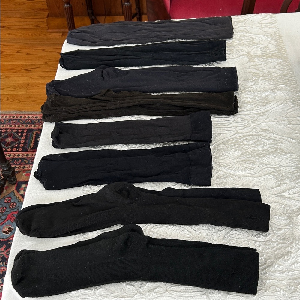 Women’s Nylon Dark Knee High Socks; Thin Material; 8 Pairs; Good Used Condition!